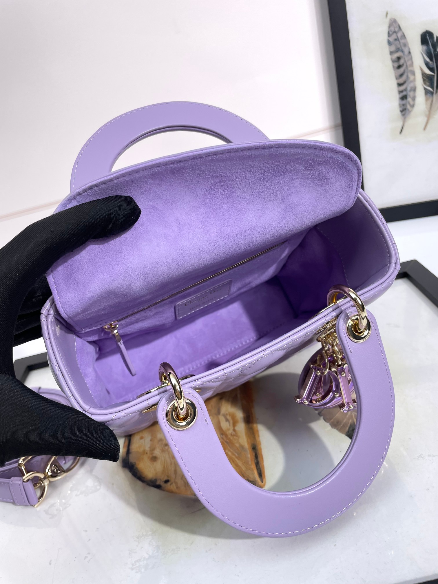 Mini Lady Dior Bag Purple Cannage Lambskin